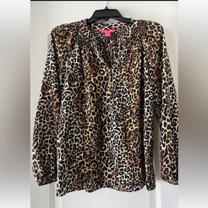 Lilly Pulitzer Leopard Print Blouse - Brown and Black